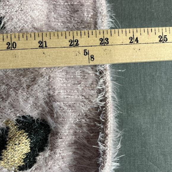 Ee:Some Wrap Sweater Womens Medium Large Purple Animal Print Knit Hairy NEW - Picture 7 of 8